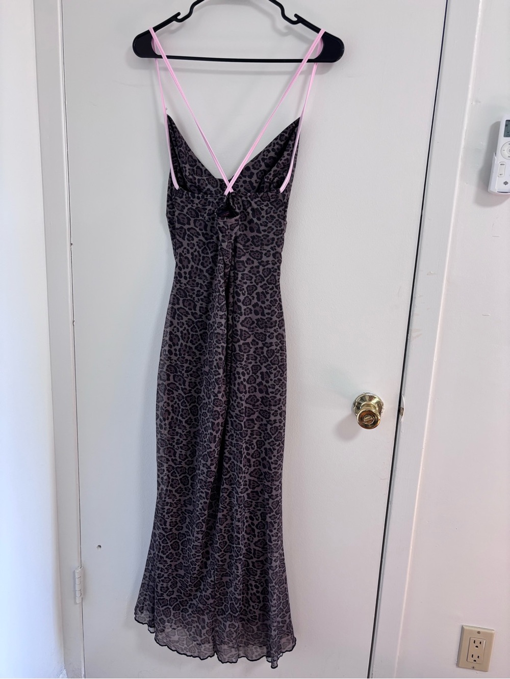 SHEIN Pink-Trim Leopard Maxi Slip Dress